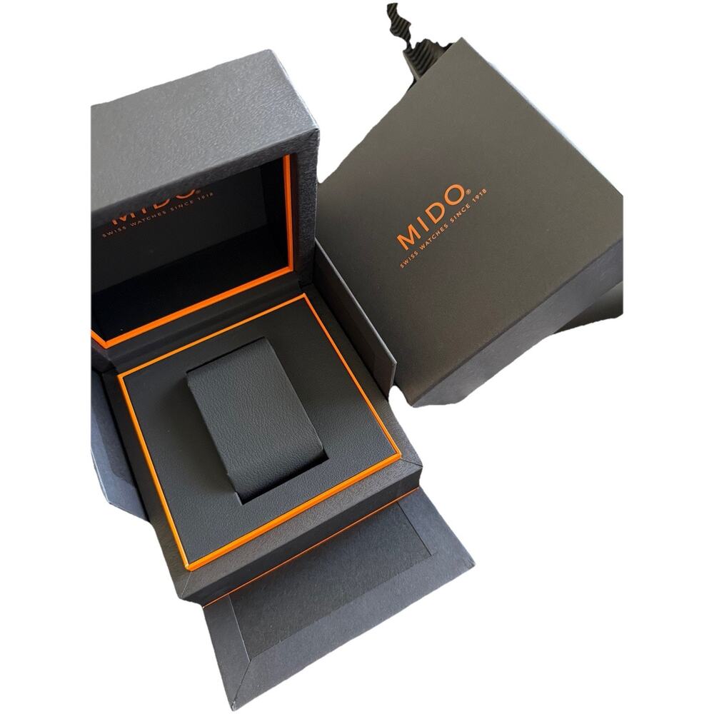 Mido Swiss Watches Empty Presentation Box Case Black Orange Leatherette Pillow